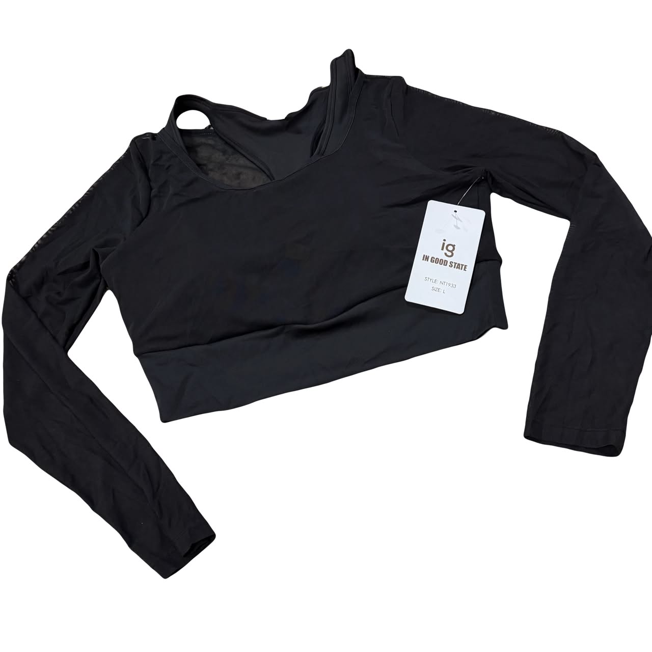 TOP NEGRO DE MANGAS TALLA L
