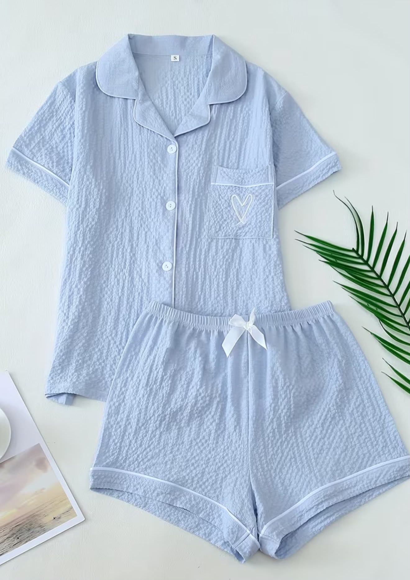 PIJAMA CONJUNTO CORTA AZUL CLARO TALLA L