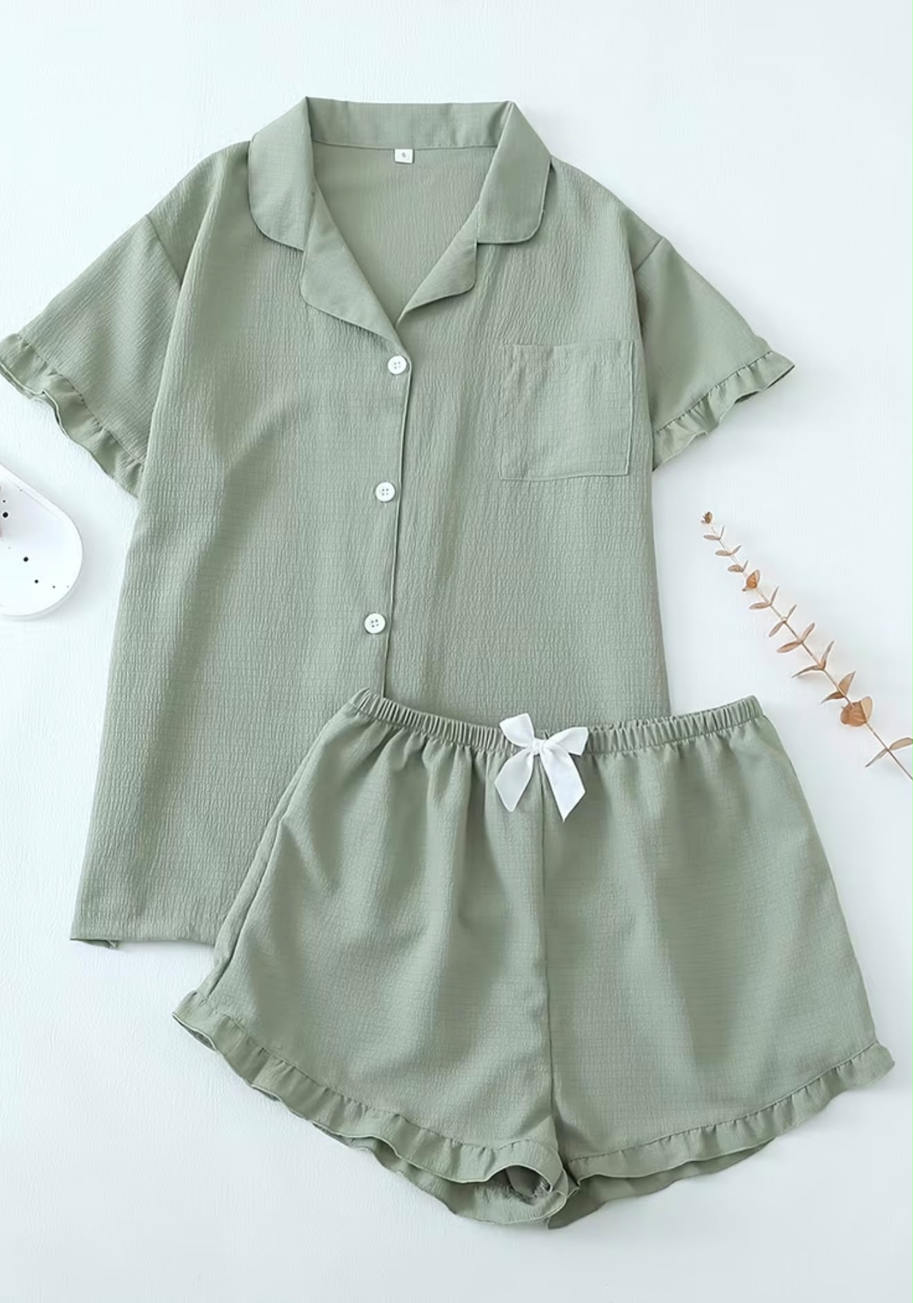 PIJAMA CONJUNTO CORTA VERDE TALLA M