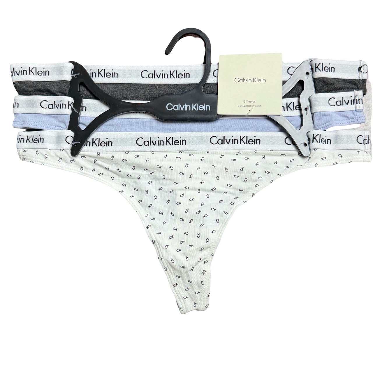 SET DE PANTYS TIPO HILO CALVIN KLEIN TALLA M 