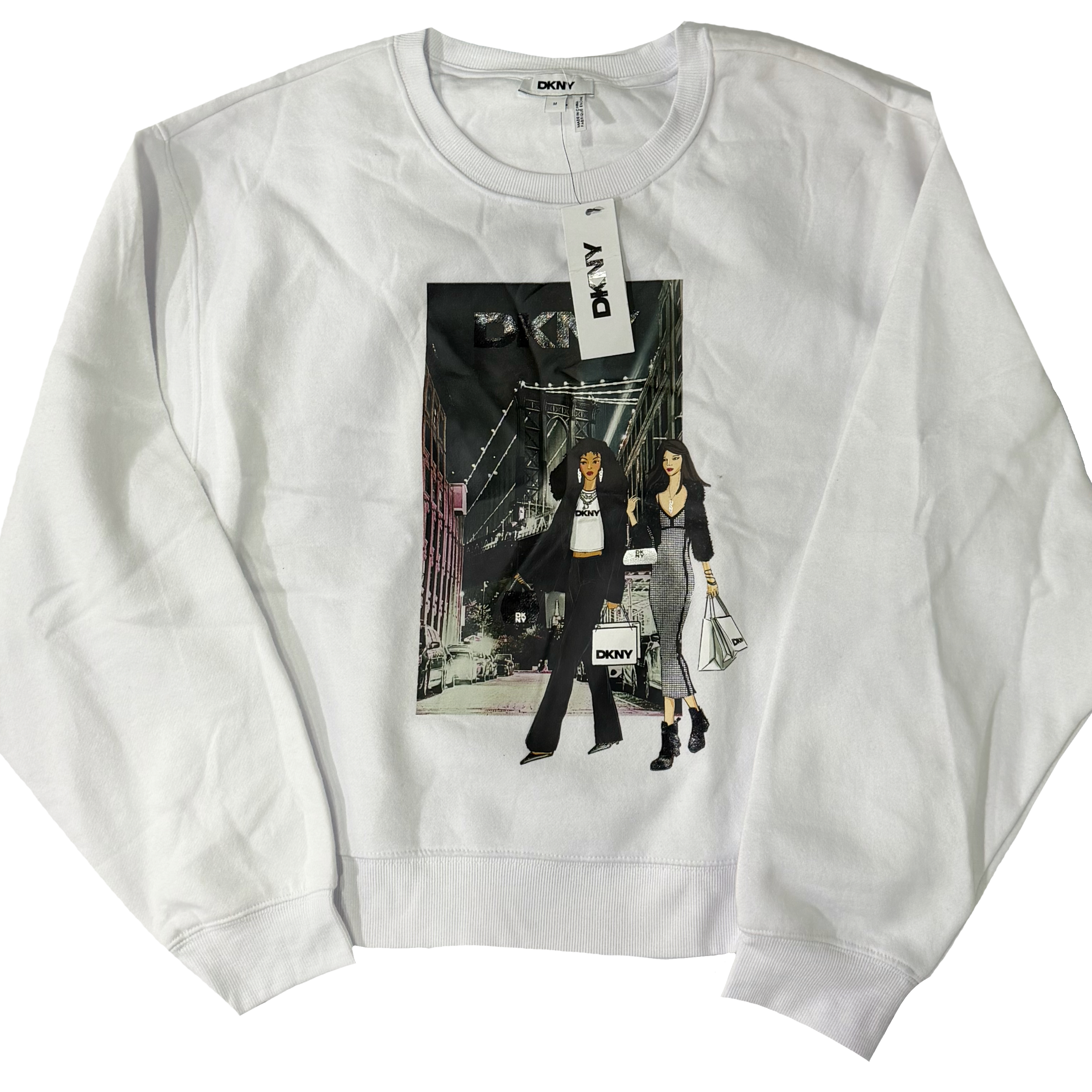SUETER DKNY ESTAMPADO BLANCO TALLA M